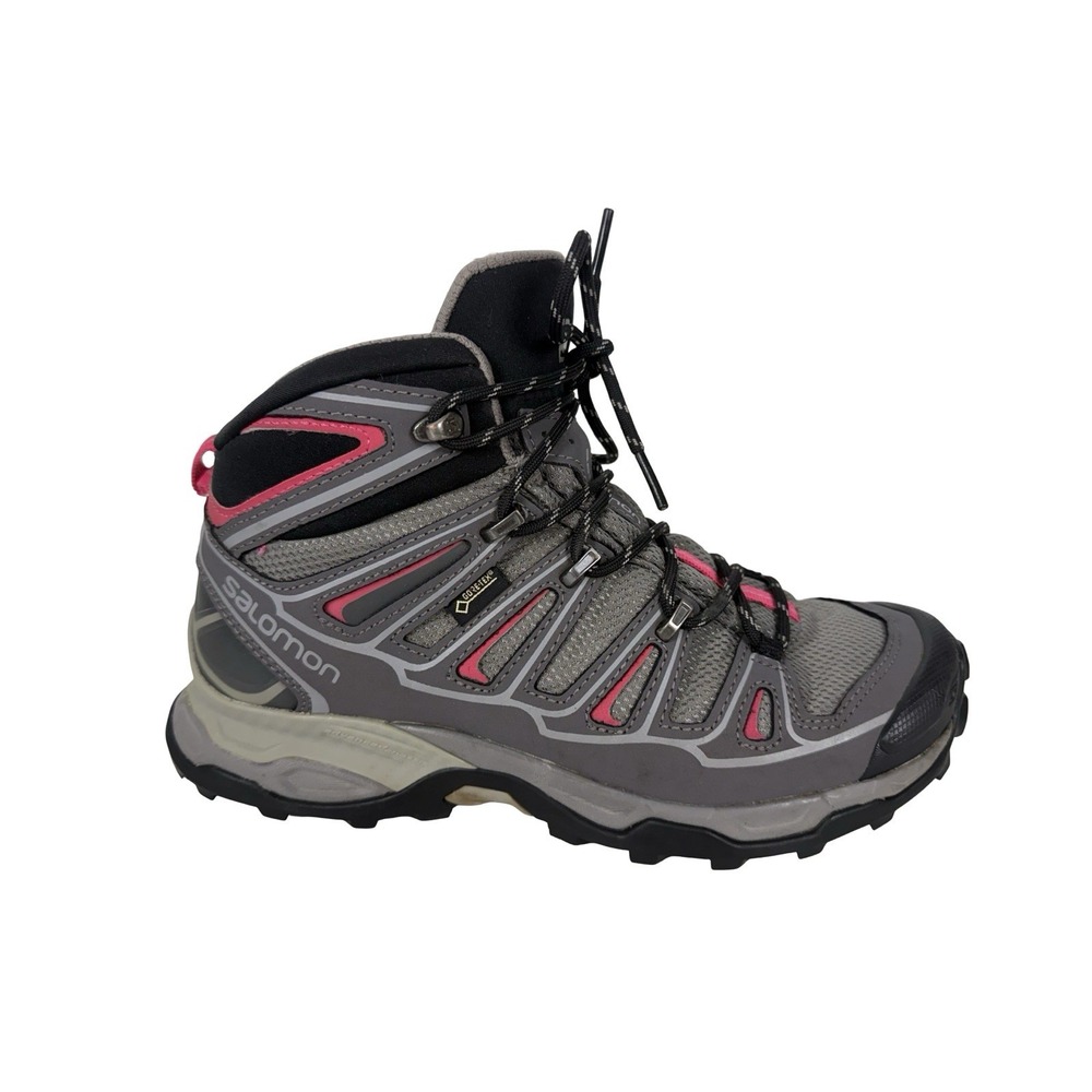 Salomon X Ultra 3 GTX Mid Gore Tex Boots Womens US 7 Waterproof Hiking Gray Pink